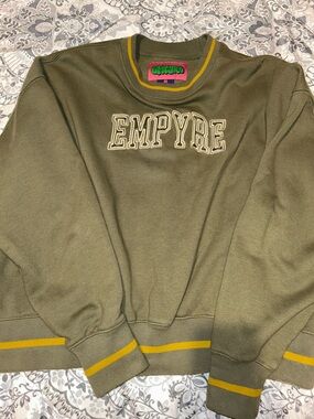 Empyre Olive Green Crewneck Sweatshirt with Mustard Trim